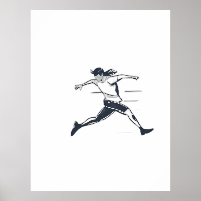 Stylized Silhouette of a Person Running Fast Poster (Front)