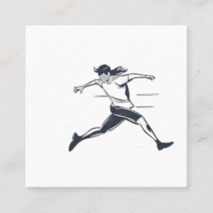 Stylized Silhouette of a Person Running Fast Square Business Card