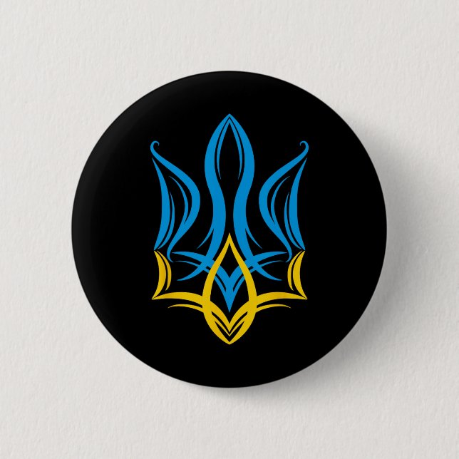 Stylized Ukrainian Coat Of Arms  6 Cm Round Badge (Front)