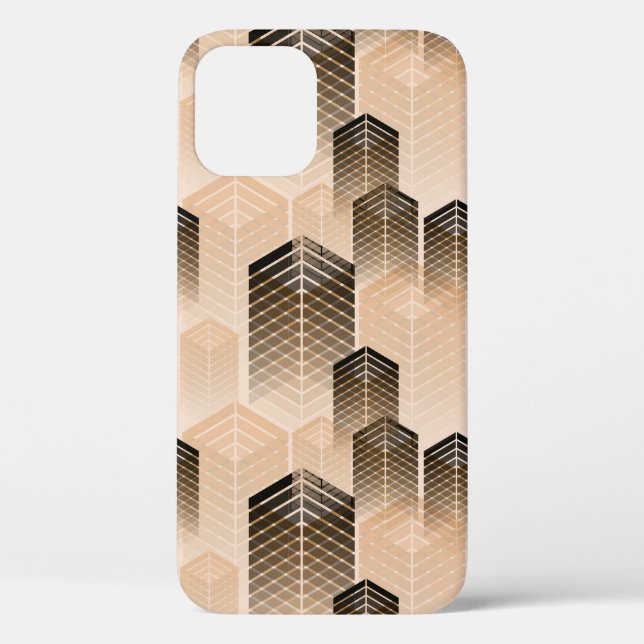 stylized urban landscape seamless pattern in sepia Case-Mate iPhone case (Back)