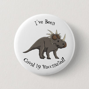 Styracosaurus cartoon illustration  6 cm round badge