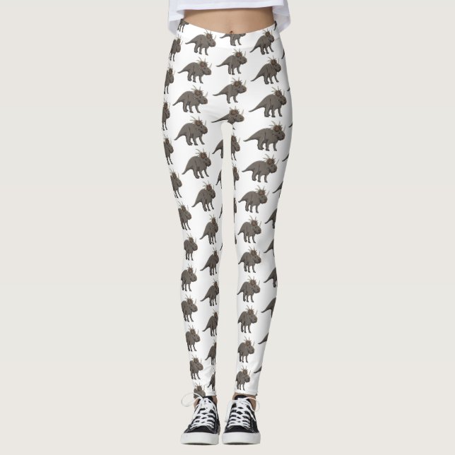 Styracosaurus cartoon illustration  leggings (Front)