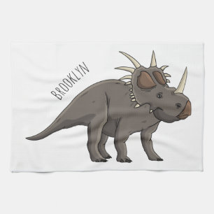 Styracosaurus cartoon illustration  tea towel
