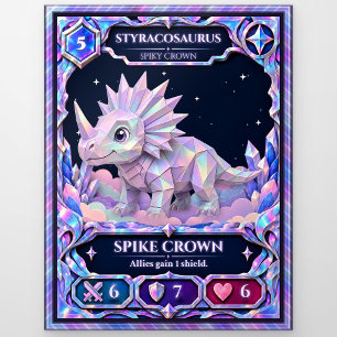 Styracosaurus Dinosaur, Rainbow Foil Art Postcard