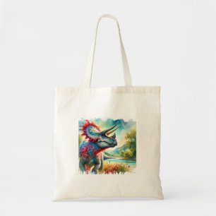Styracosaurus in Bloom 260824AREF130 - Watercolor Tote Bag