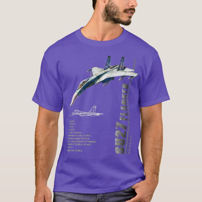 SU27 Flanker Jet FightersSpec T-Shirt (Front)
