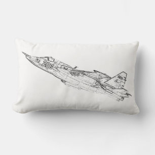 SU 25 Grach Soviet Frogfoot Plane Sketch  Lumbar Cushion
