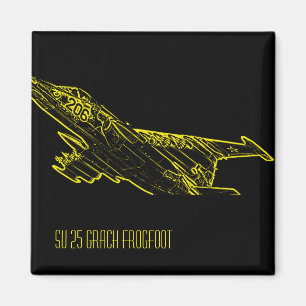 SU 25 Grach Soviet Frogfoot Plane Sketch Magnet