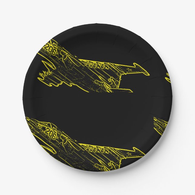 SU 25 Grach Soviet Frogfoot Plane Sketch  Paper Plate (Front)