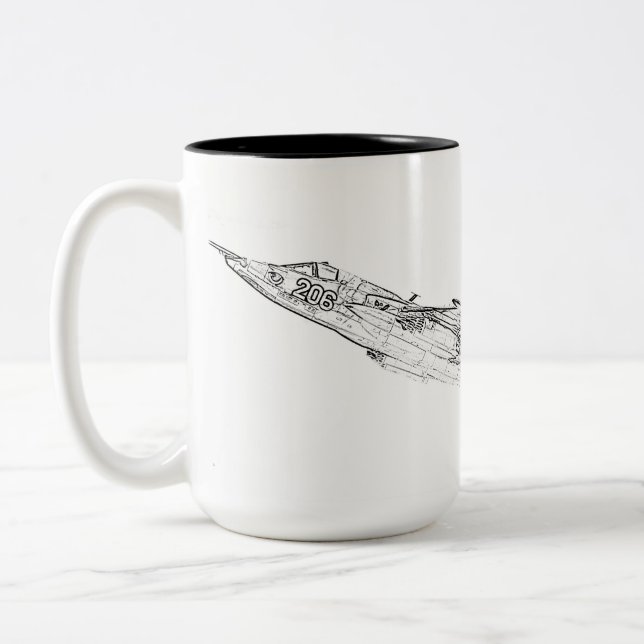 SU 25 Grach Soviet Frogfoot Plane Sketch Two-Tone Coffee Mug (Left)