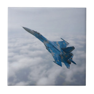 SU-27 Flanker Above The Clouds Ceramic Tile
