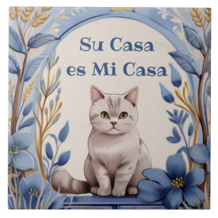 Su Casa es Mi Casa - Funny Spanish Cat Humour Ceramic Tile