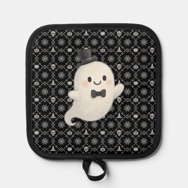Suave cartoon ghost Halloween  Pot Holder (Front)