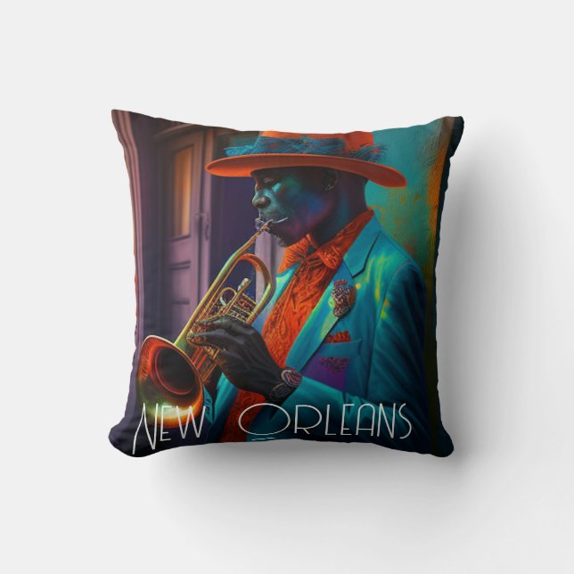 Suave New Orleans Jazz Trumpet Player  In NOLA    Cushion (Front)