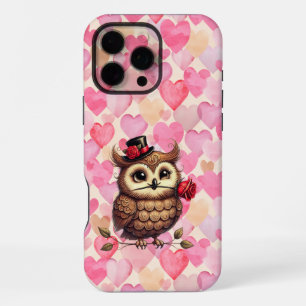 suave Owl with colourful hearts Valentine's Day iPhone 16 Pro Max Case