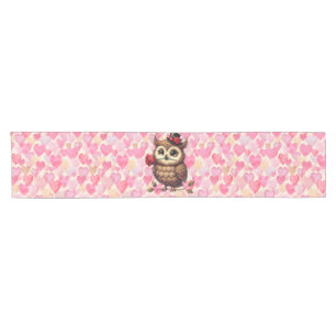 suave Owl with colourful hearts Valentine's Day Short Table Runner