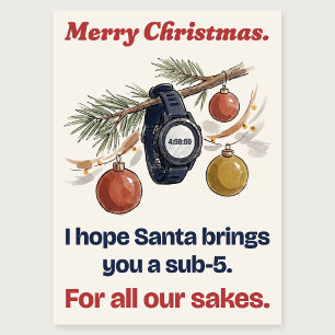 Sub-5 Running Watch Funny Christmas Card