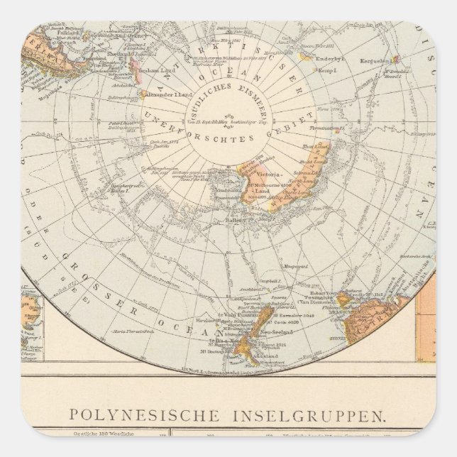 Sub Polar region and Polynesia Square Sticker (Front)