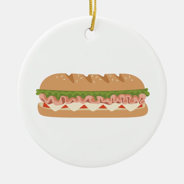 Sub Sandwich Ceramic Ornament (Front)