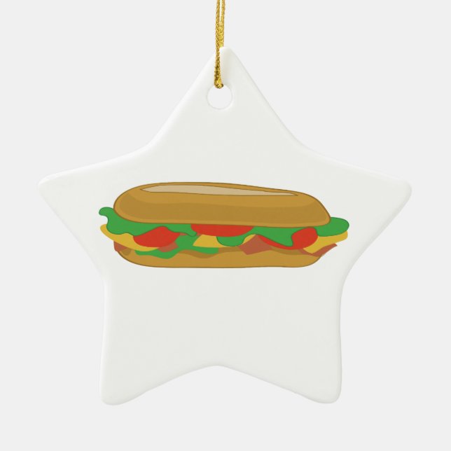Sub Sandwich Ceramic Tree Decoration (Front)