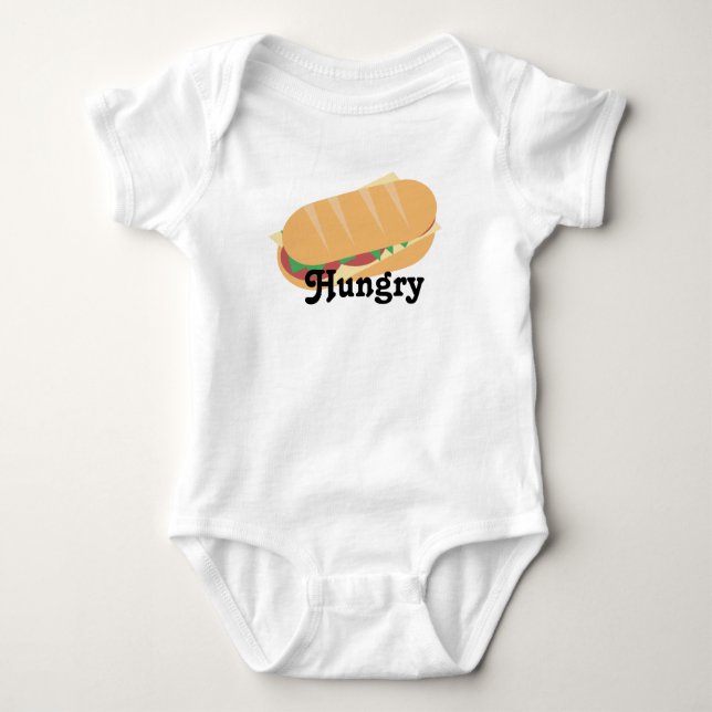 Sub Sandwich Foodie Hungry Baby Bodysuit (Front)