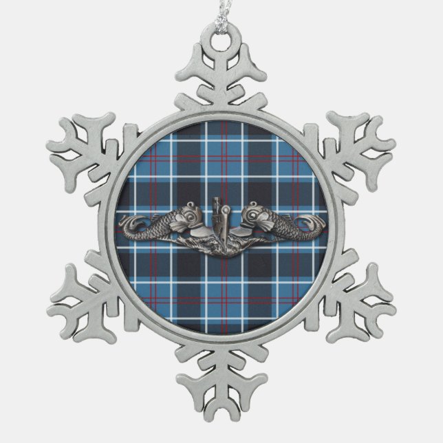 Sub Warfare tartan Snowflake Pewter Christmas Ornament (Front)
