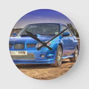 Subaru Impreza STi "Hawkeye" in Blue Round Clock