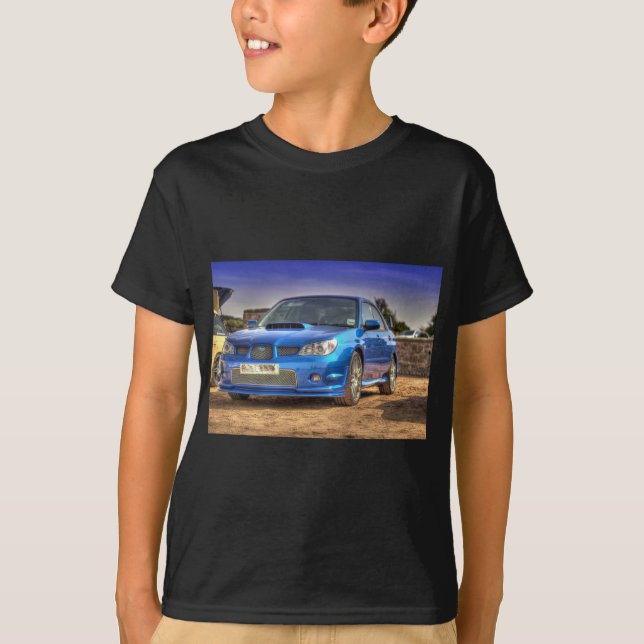 Subaru Impreza STi "Hawkeye" in Blue T-Shirt (Front)
