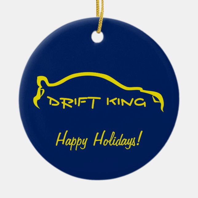 Subaru STI Drift King - blue and yellow Ceramic Ornament (Front)