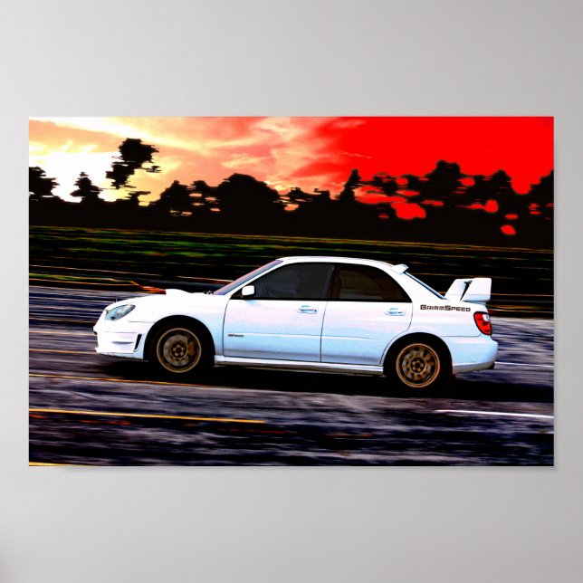 Subaru WRX  STi Racing at Sunset Poster (Front)