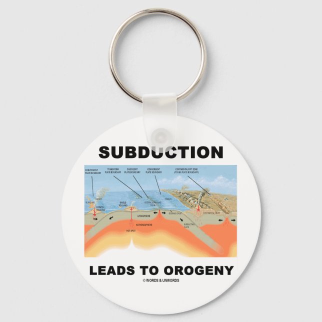 Subduction Leads To Orogeny (Geology Humour) Key Ring (Front)