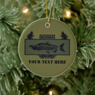 Subdued Alaska Combat Fisherman Badge Ceramic Tree Decoration