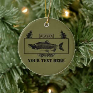 Subdued Alaska Combat Fisherman Badge Ceramic Tree Decoration