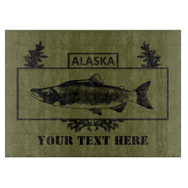 Subdued Alaska Combat Fisherman Badge Cutting Board (Front)