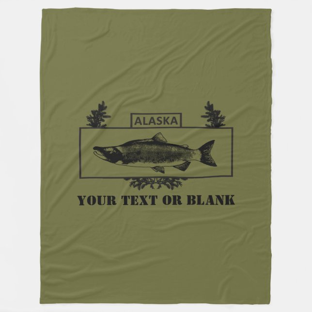Subdued Alaska Combat Fisherman Badge Fleece Blanket (Front)