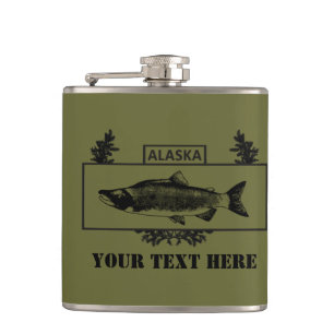 Subdued Alaska Combat Fisherman Badge Hip Flask