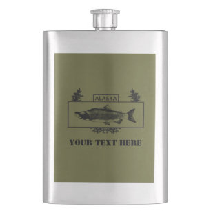 Subdued Alaska Combat Fisherman Badge Hip Flask