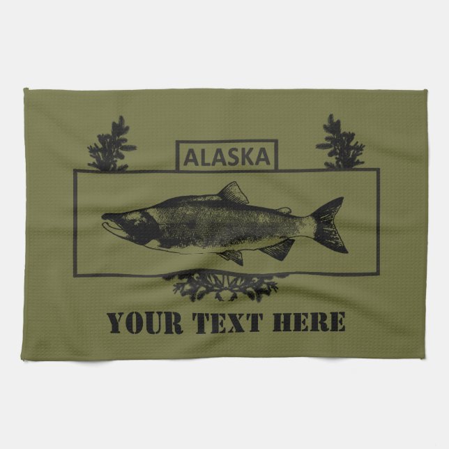 Subdued Alaska Combat Fisherman Badge Tea Towel (Horizontal)