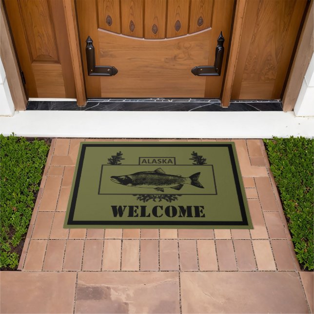 Subdued Alaska Combat Fisherman Badge - Welcome Doormat (Outdoor)