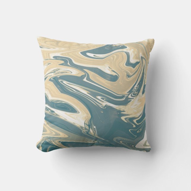 Subdued colour. Blue and Orange Cushion (Front)