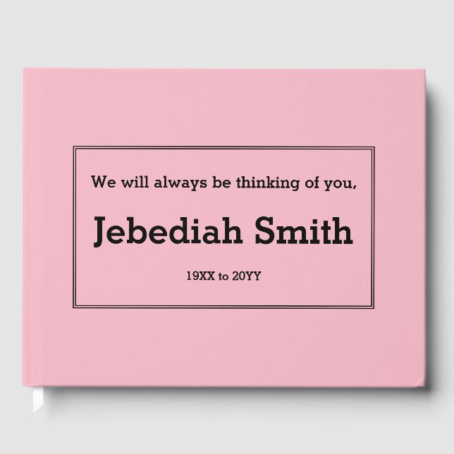 Subdued, Conservative Memorial Guestbook (Front)