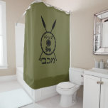 Subdued Maccabee Shield And Spears Shower Curtain<br><div class="desc">A black military "subdued" style depiction of a Maccabee's shield and two spears. The shield is adorned by a lion and text reading "Yisrael" (Israel) in the Paleo-Hebrew alphabet. Hebrew text reading "Maccabee" also appears. The Maccabees were Jewish rebels who freed Judea from the yoke of the Seleucid Empire. Chanukkah...</div>