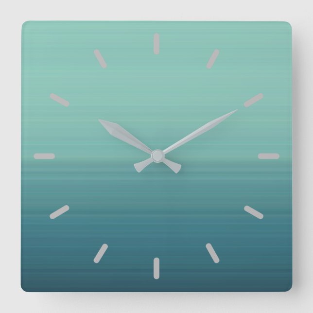 Subdued Teal Colour Shade Square Wall Clock (Front)