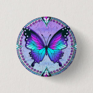 Sublimation Butterfly with Background 3 Cm Round Badge