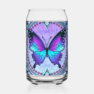Sublimation Butterfly with Background Can Glass