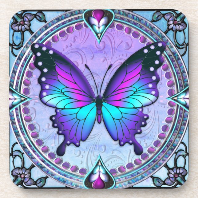 Sublimation Butterfly with Background Coaster (Front)