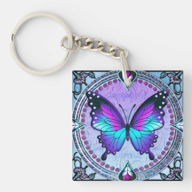 Sublimation Butterfly with Background Key Ring (Front)