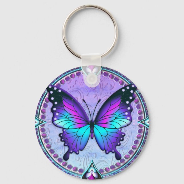 Sublimation Butterfly with Background Key Ring (Front)