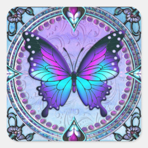 Sublimation Butterfly with Background Square Sticker