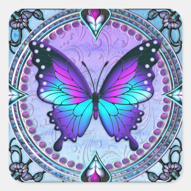 Sublimation Butterfly with Background Square Sticker (Front)